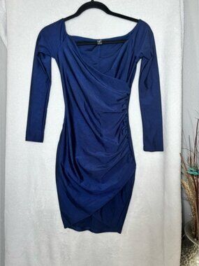 Windsor Blue‎ Ruched Asymmetrical Bodycon Dress